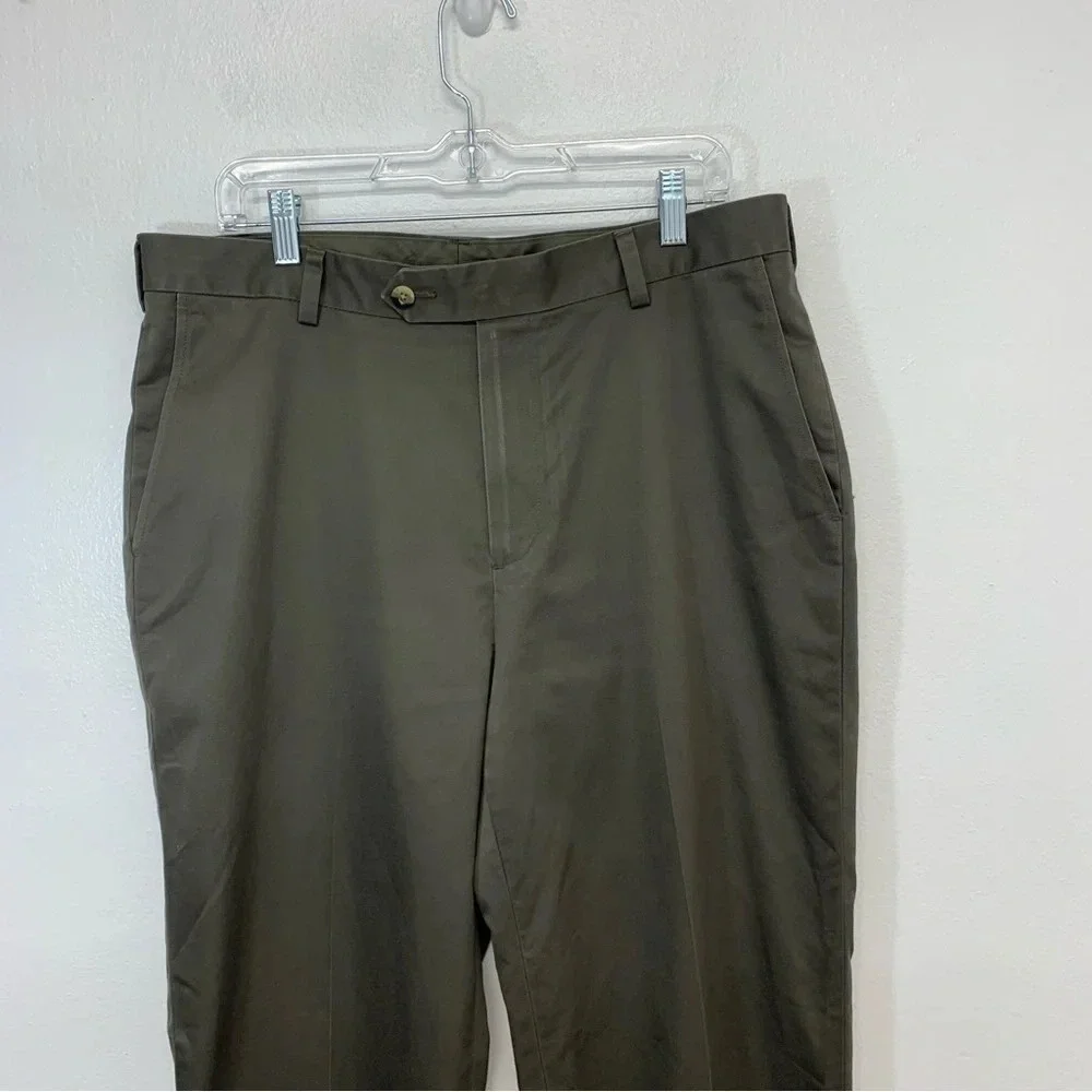 Jos A Bank Traveler Chino  Pants Men 35x30 Brown Cotton Tailored Fit Casual Work